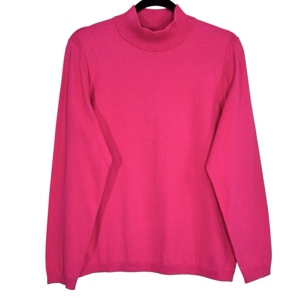 Talbots Mock Neck Hot Pink Sweater Pullover Womens XL Vibrant Office School